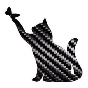 4 Pack Cat Love Sticker Black Carbon Fiber Vinyl Decal Logo Laptop Window